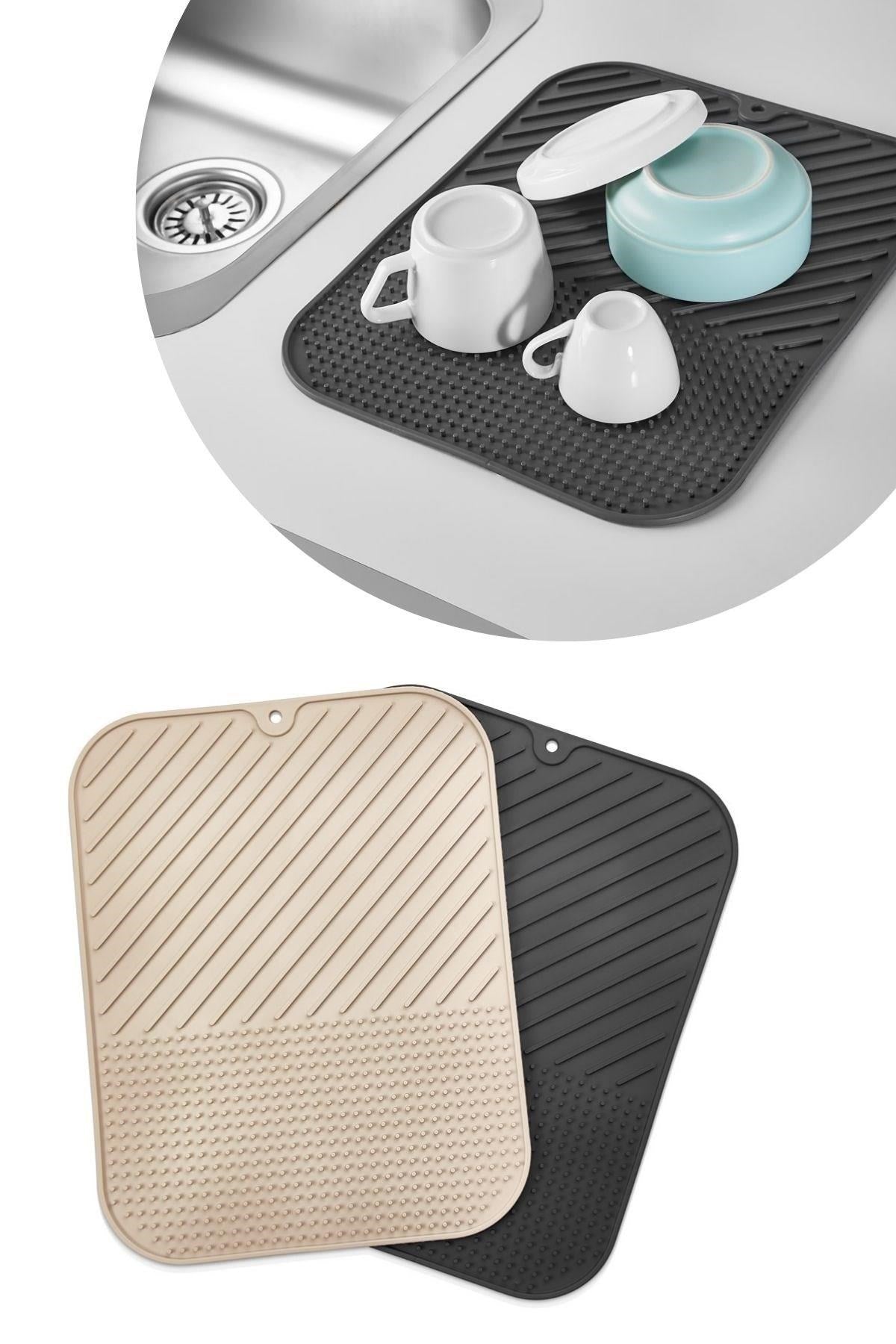 BUFFER® Silikon Kaydırmaz Mutfak İçin Bulaşık Matı, Çok Amaçlı Kurutmalık 36x28cm