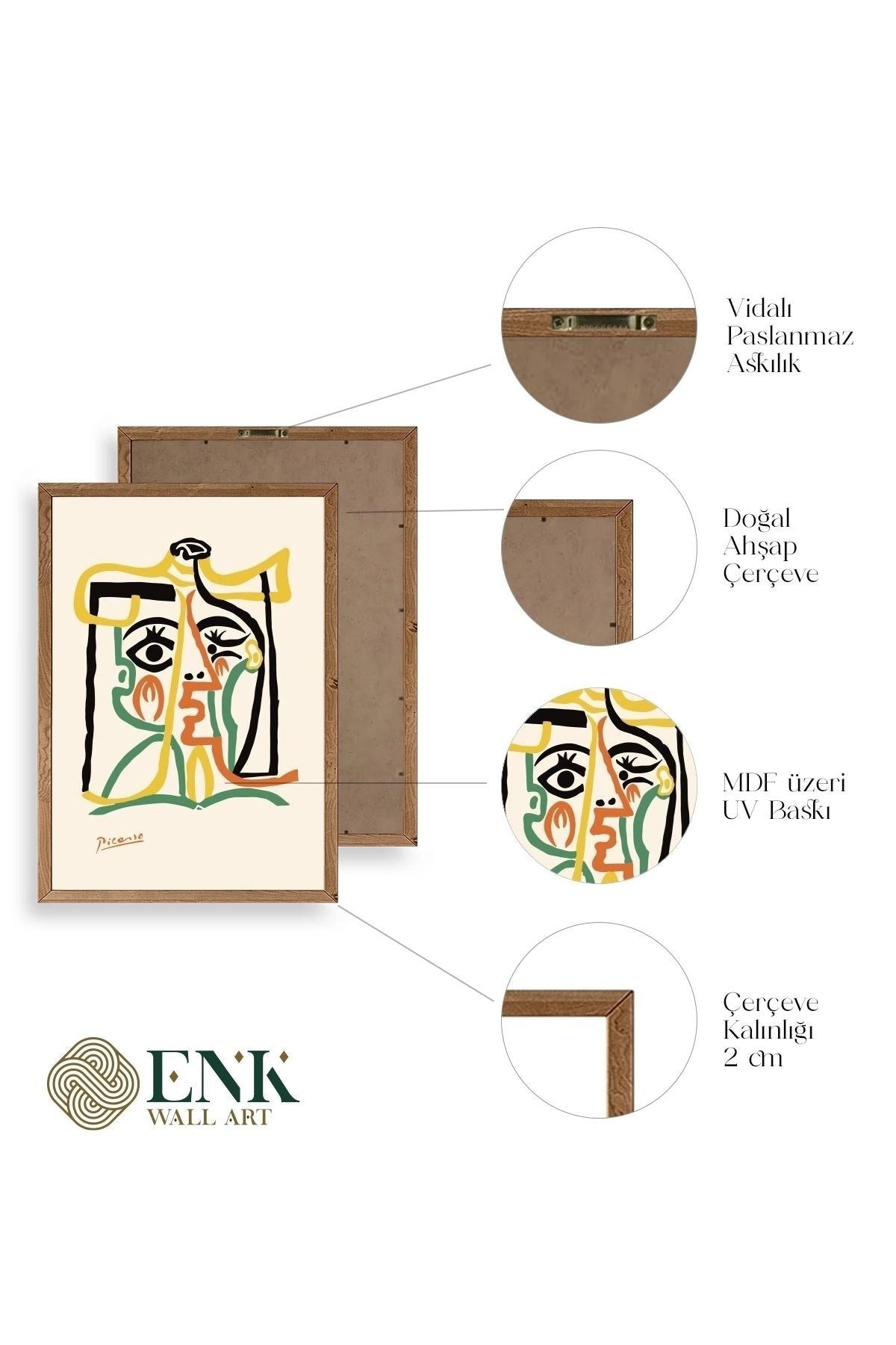 Tete de Femme Ahşap Çerçeveli Tablo 17 x 23