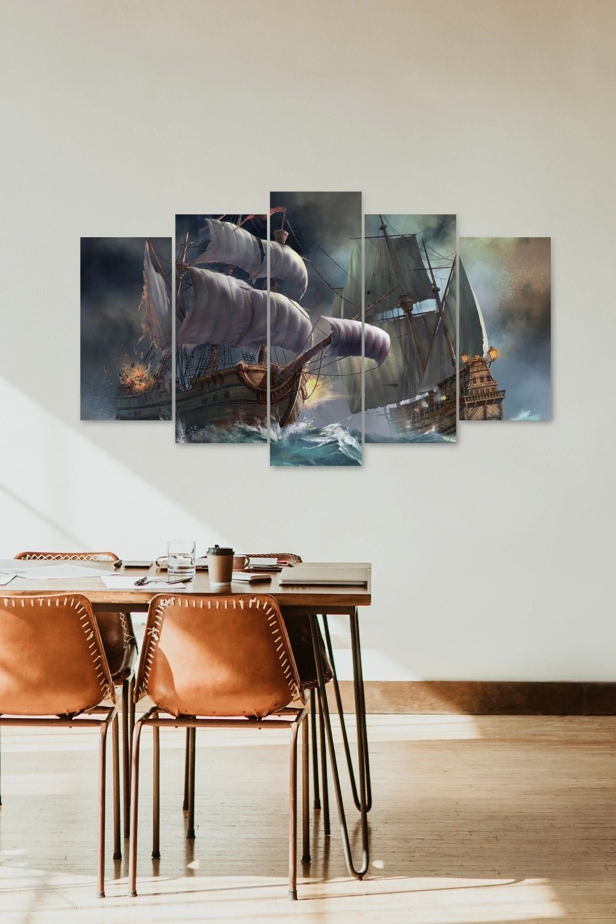 Deniz Manzarası 5 Parçalı Mdf Tablo