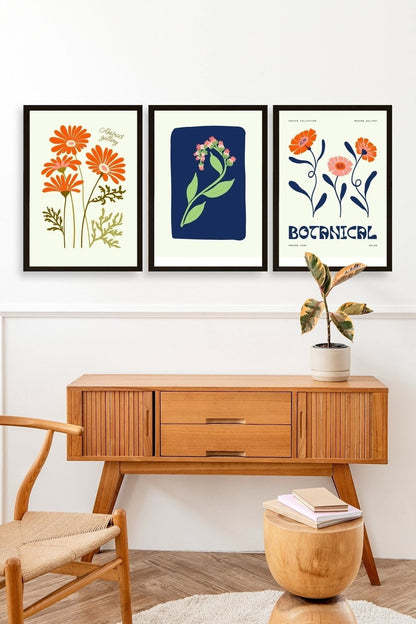 Botanik Üçlü Ahşap Çerçeveli Tablo 30 x 40