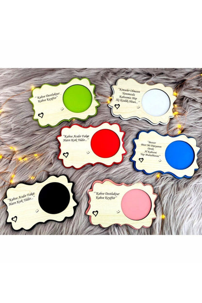 Ahşap Fincan Altlığı 6'lı Kahve Altı