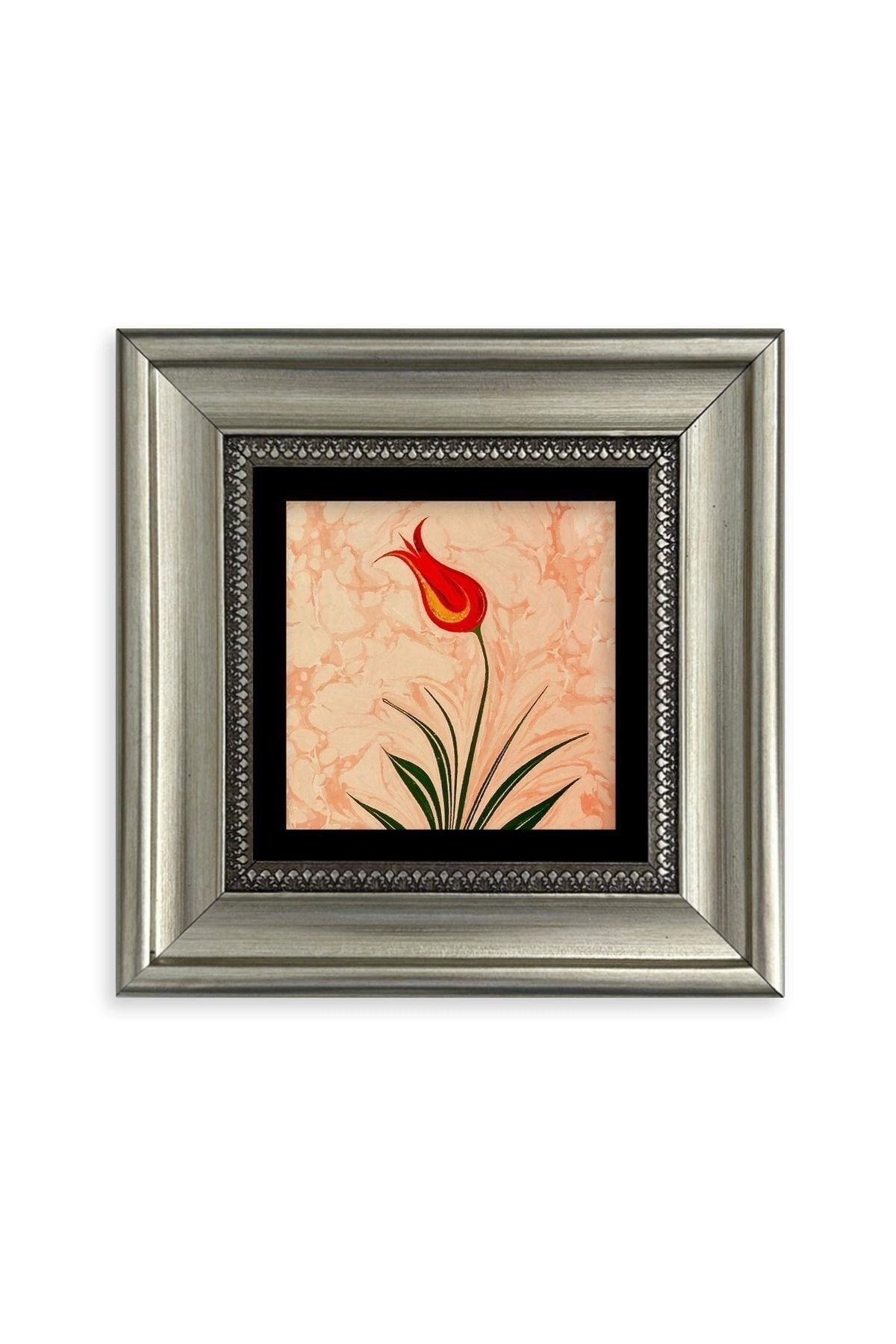 Ebru Lale Çerçeveli Taş Tablo 20 cm