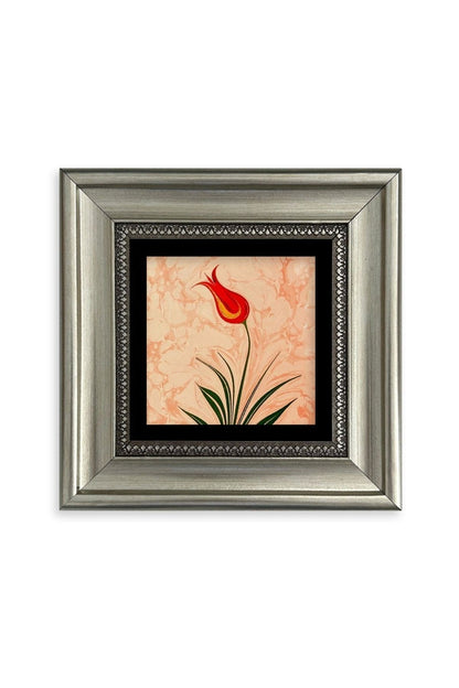 Ebru Lale Çerçeveli Taş Tablo 20 cm