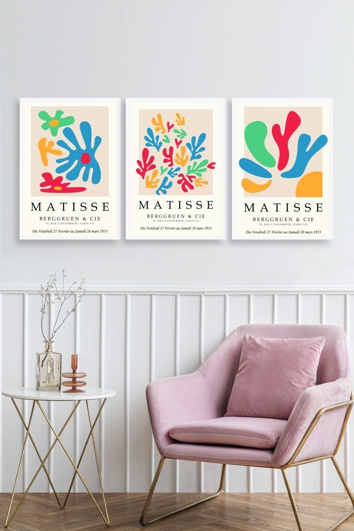 Matisse Üçlü Ahşap Çerçeveli Tablo 50 x 70