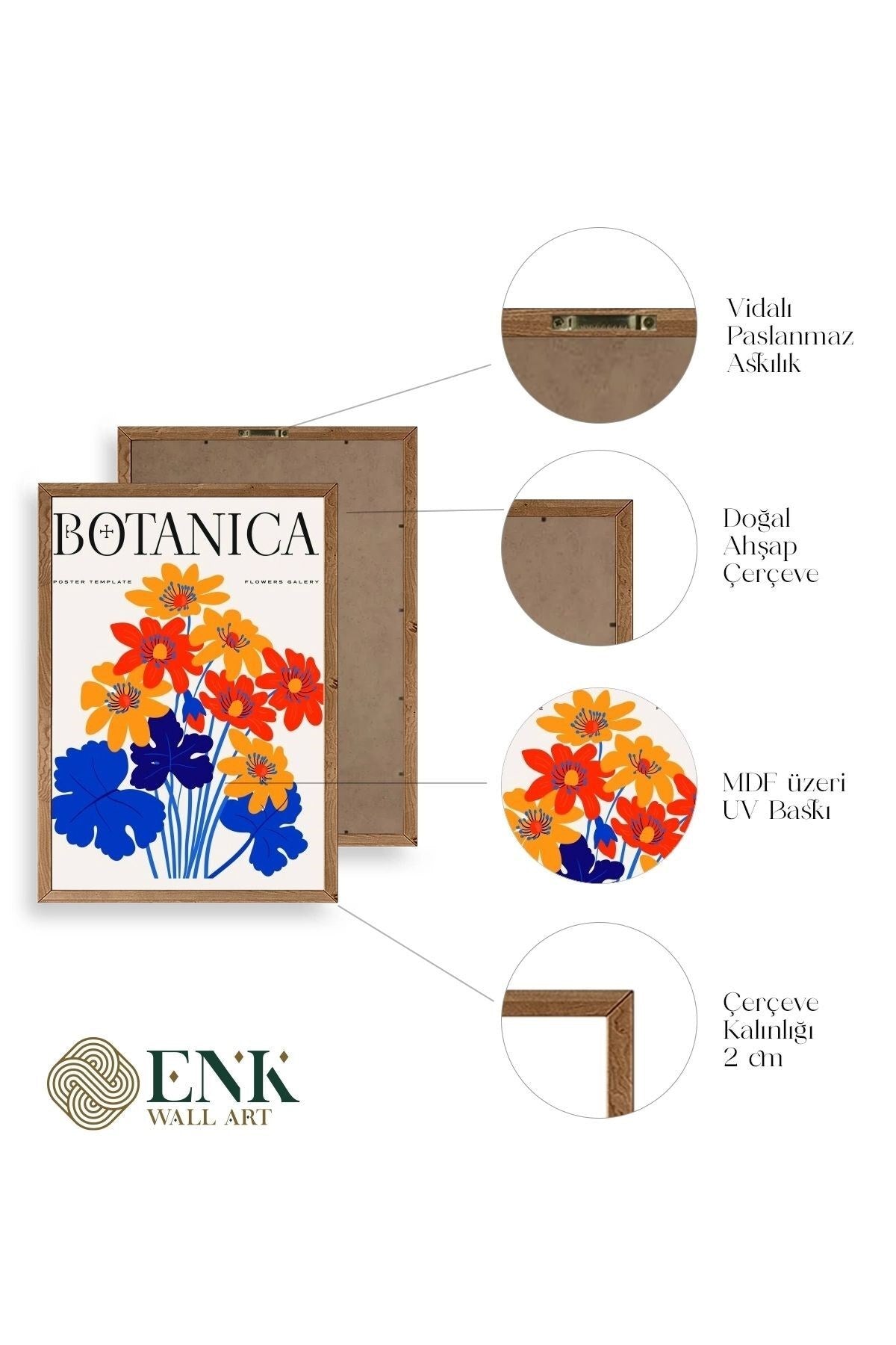 Çiçekler Ahşap Çerçeveli Tablo 17 x 23