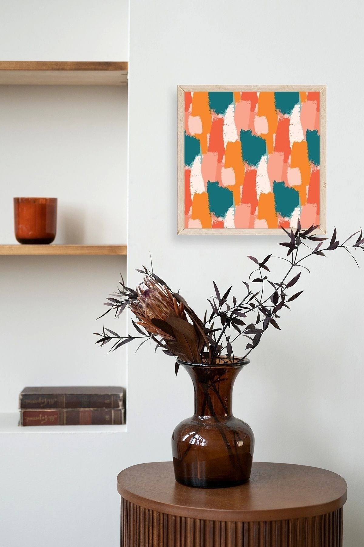 Soyut Ahşap Çerçeveli Tablo 23 x 23