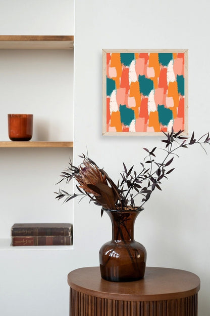 Soyut Ahşap Çerçeveli Tablo 23 x 23