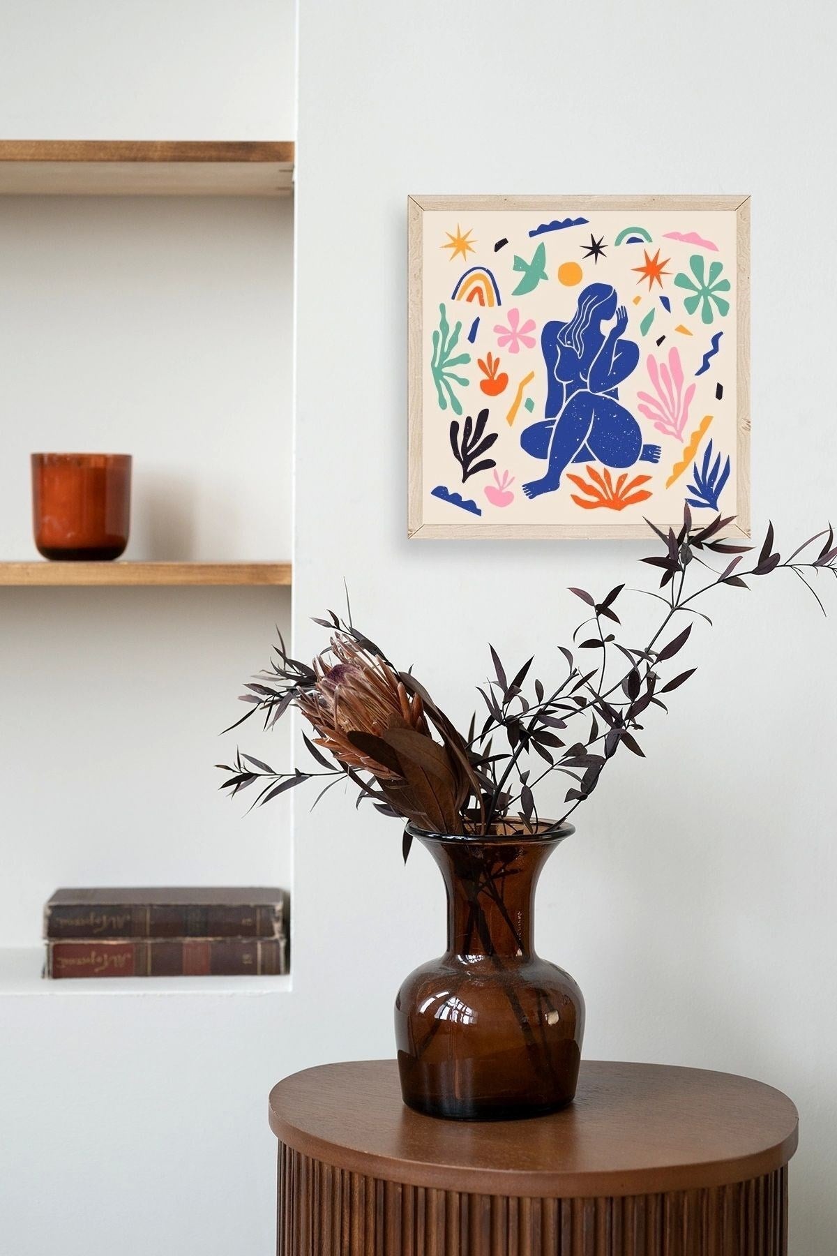 Kadın Ahşap Çerçeveli Tablo 23 x 23