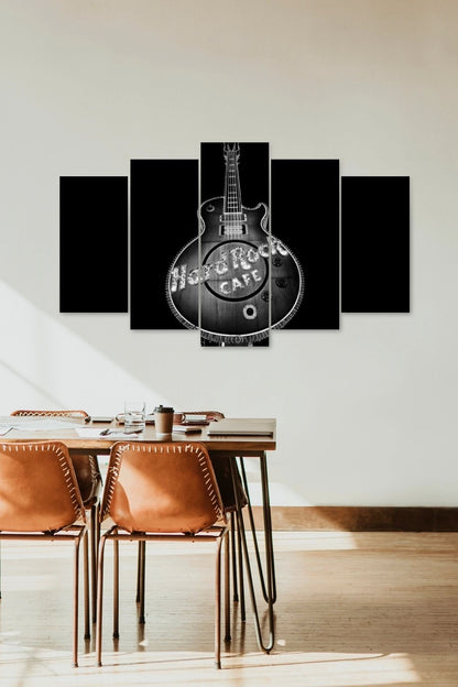 Hard Rock Cafe Guitar 5 Parçalı Mdf Tablo 60 x 100
