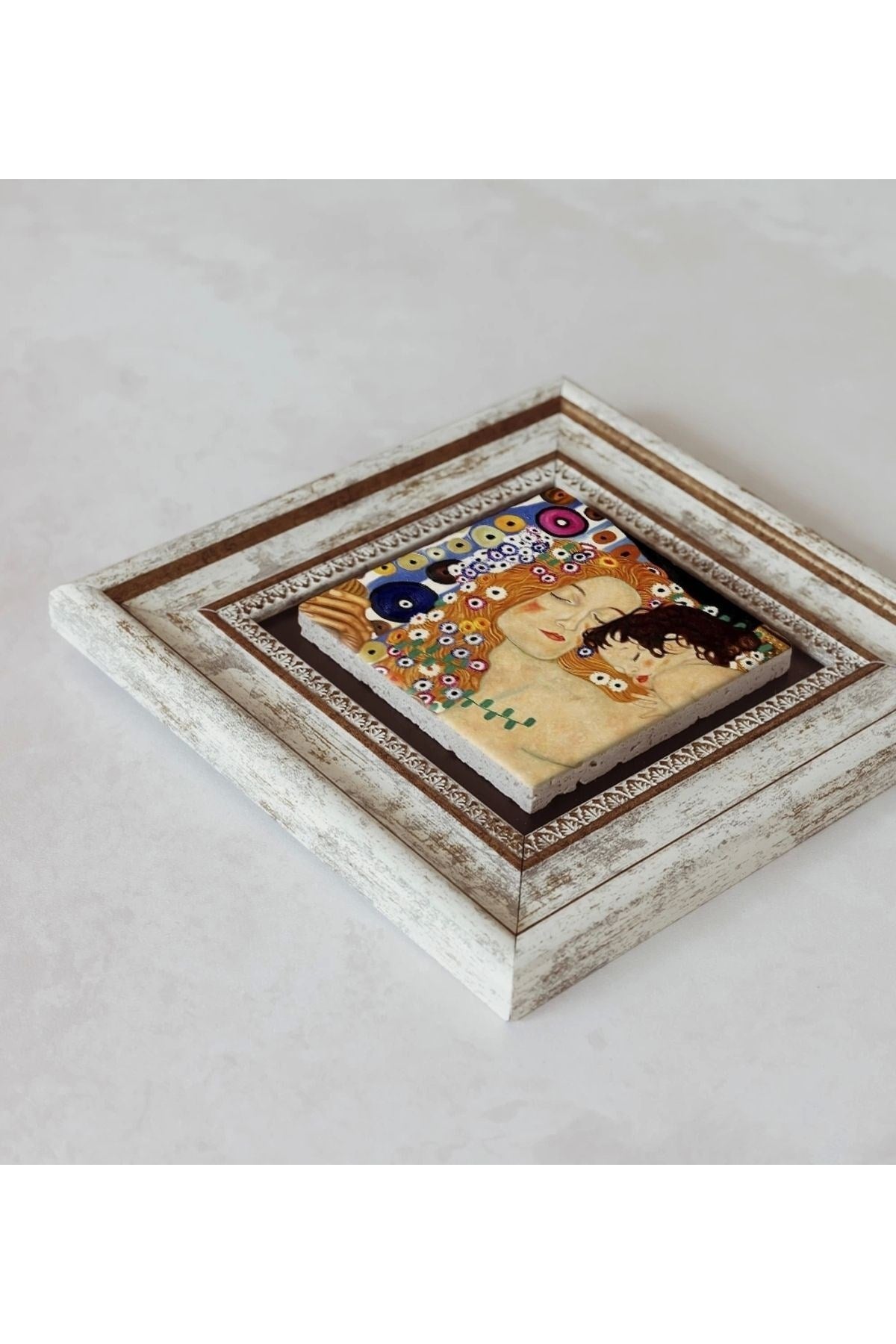 Gustav Klimt Çerçeveli Taş Tablo , Çerçeveli Taş Duvar Dekoru 20 cm